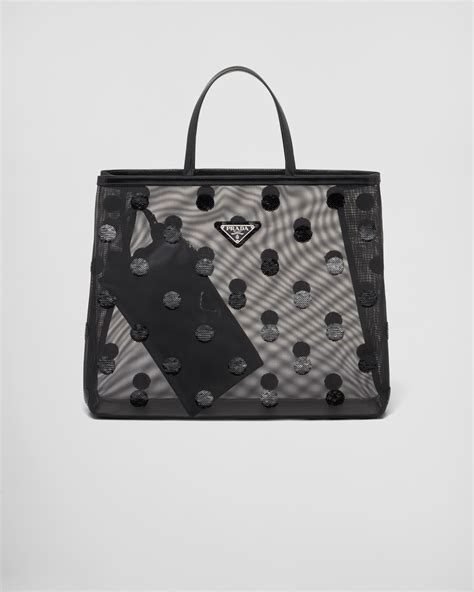 borsa a rete prada|Borsa shopping in rete a pois Nero .